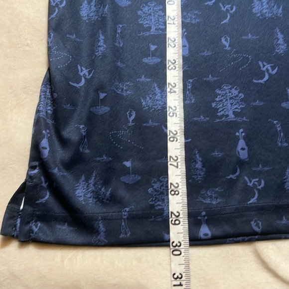 Greg Norman Men's Polo Shirt - Navy with playful golf course imagery print sz L - Picture 9 of 10